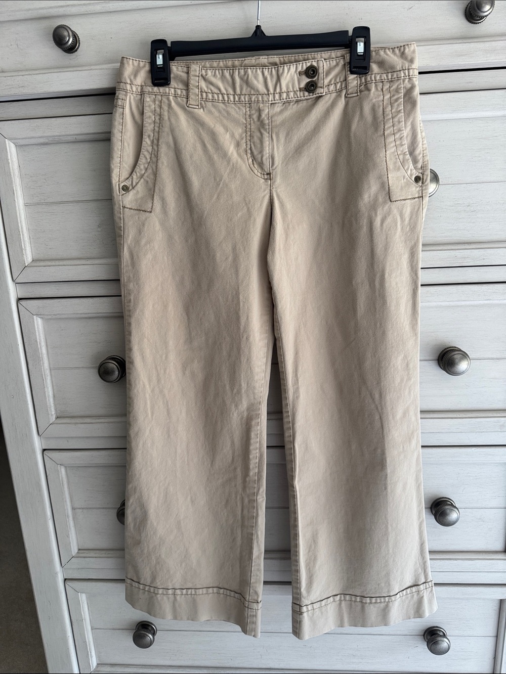 LOFT Marisa Tan Cropped Cotton Blend Straight-Leg Pants SZ 6P